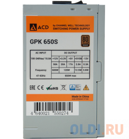 Блок питания CWT GPK650S 650 Вт фото