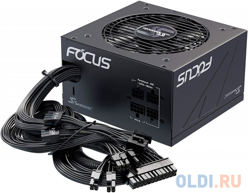 FOCUS GM-850 SSR-850FM APFC 0.99; Модульный МВ(20+4), 1xCPU(4+4),6xPCI-E(6+2),8xSATA,3xMolex;Fan 120мм, S2FC ;КПД&gt;87%;100-240В,50-60Гц;Защиты O фото