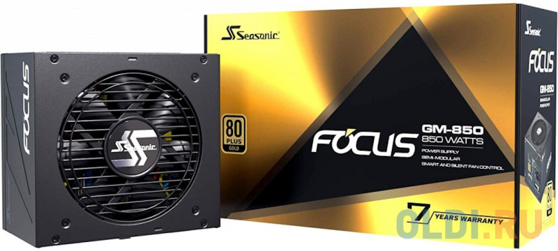FOCUS GM-850 SSR-850FM APFC 0.99; Модульный МВ(20+4), 1xCPU(4+4),6xPCI-E(6+2),8xSATA,3xMolex;Fan 120мм, S2FC ;КПД&gt;87%;100-240В,50-60Гц;Защиты O фото