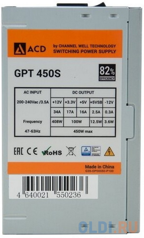GPT450S (GPT-450S) 450W, 82% (max 85%), 120mm FAN, OEM {10} фото
