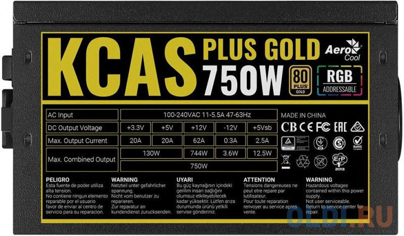 Блок питания Aerocool KCAS PLUS GOLD 750 750 Вт фото