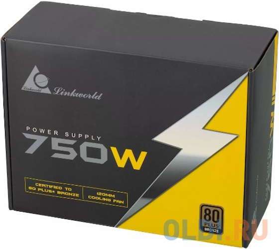 Блок питания LinkWorld ATX 750W LW-750B 80+ bronze 24+2x(4+4) pin APFC 120mm fan 5xSATA RTL фото