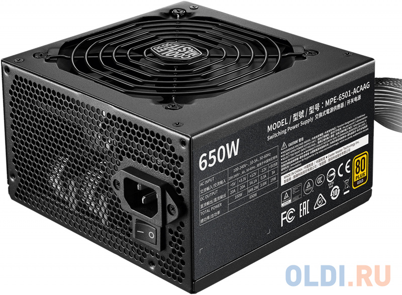 

Power Supply Cooler Master MWE Gold 650 V2, 650W, ATX, 120mm, 24pin, 8xSATA, 4xPCI-E(6+2), APFC, 80+ Gold