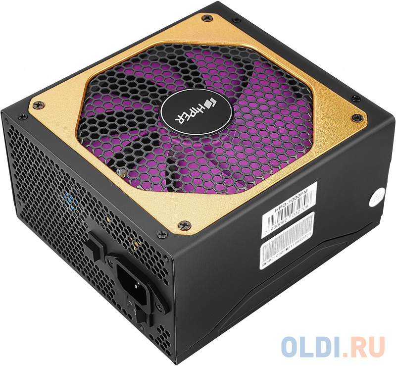 блок питания для ПК 1000 Ватт/ PSU HIPER HPG-1000FM (1000W 80+Gold, 14cm Fan, 220V input, Efficiency 90%, Modular, Black) BOX фото