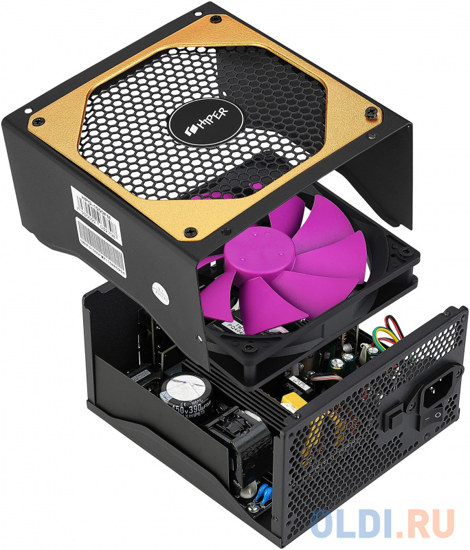 блок питания для ПК 1000 Ватт/ PSU HIPER HPG-1000FM (1000W 80+Gold, 14cm Fan, 220V input, Efficiency 90%, Modular, Black) BOX фото