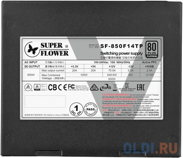 Super Flower Power Supply Leadex V Pro Platinum, 850W, ATX, 120mm, 9xSATA, 6xPCI-E(6+2), APFC, 80+ Platinum, Full Modular Super Flower Power Supply Leadex V Pro Platinum, 850W, ATX, 120mm, 9xSATA, 6xPCI-E(6+2), APFC, 80+ Platinum, Full Modular фото
