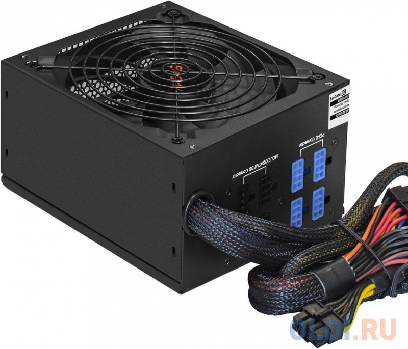 Exegate EX220362RUS-S Блок питания 700PPX RTL, ATX, SC, black, APFC,14cm,24p+(4+4)p, PCI-E, 5*SATA, 4*IDE, FDD + кабель 220V с защитой от выдергивания фото