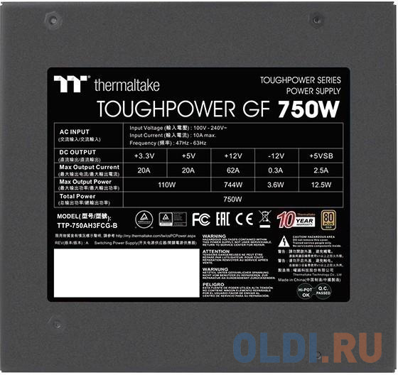 Блок питания Thermaltake Toughpower GF 750 Вт Блок питания Thermaltake Toughpower GF 750 Вт фото