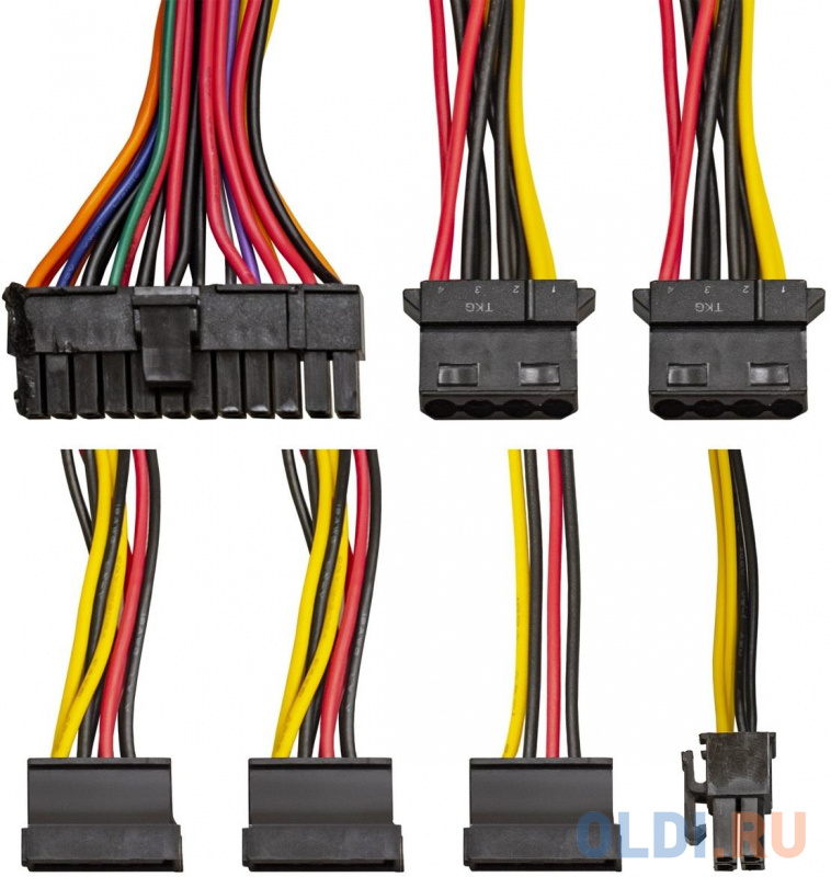 Exegate EX219182RUS-S Блок питания AB350, ATX, SC, 8cm fan, 24p+4p, 3*SATA, 2*IDE, FDD + кабель 220V с защитой от выдергивания фото