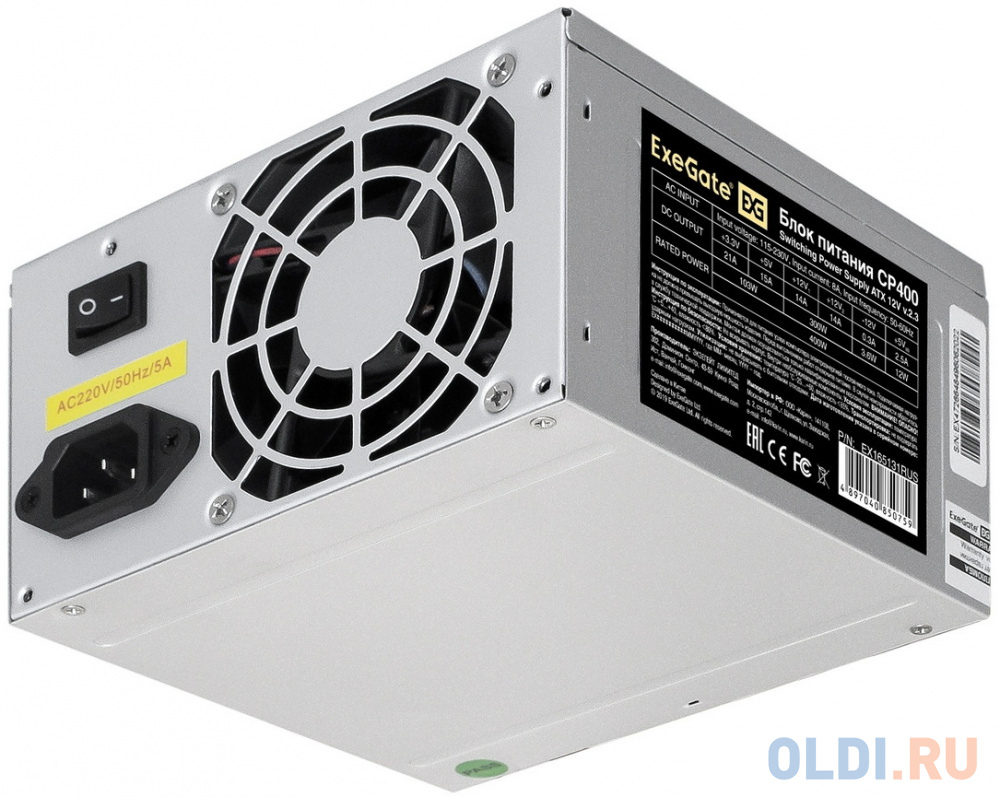   400W ExeGate CP400 (ATX, PC, 8cm fan, 24pin, 4pin, 3xSATA, 2xIDE, FDD,  220V  )