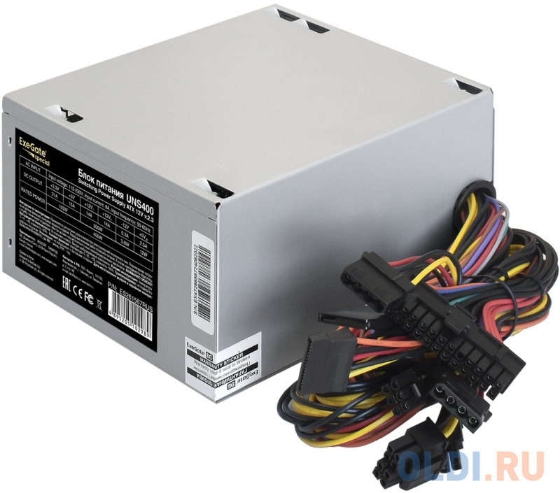 Блок питания 400W ExeGate UNS400 (ATX, PC, 12cm fan, 24pin, 4pin, 3xSATA, 2xIDE, FDD, кабель 220V в комплекте) фото