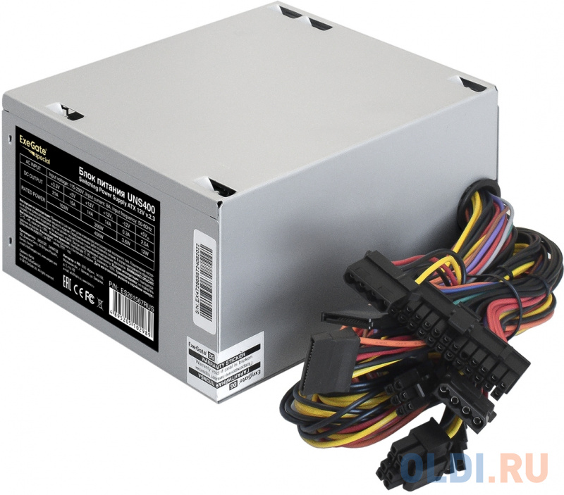 Блок питания 400W ExeGate UNS400 (ATX, SC, 12cm fan, 24pin, 4pin, 3xSATA, 2xIDE, FDD, кабель 220V с защитой от выдергивания) ES261567RUS-S - фото 2