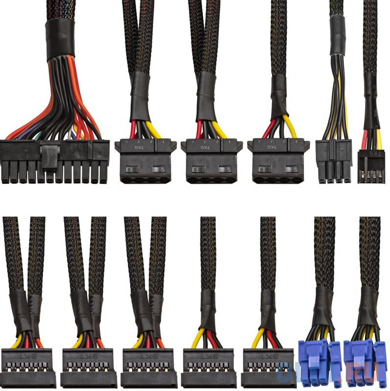 Блок питания 800W ExeGate EVO800 (ATX, APFC, PC, 12cm RGB fan, 24pin, (4+4)pin, PCIe, 5xSATA, 3xIDE, FDD, Cable Management, black, кабель 220V в компл фото