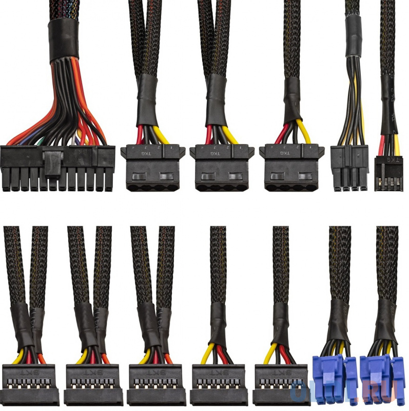 Блок питания 800W ExeGate EVO800 (ATX, APFC, SC, 12cm RGB fan, 24pin, (4+4)pin, PCIe, 5xSATA, 3xIDE, FDD, Cable Management, black, кабель 220V с защит фото