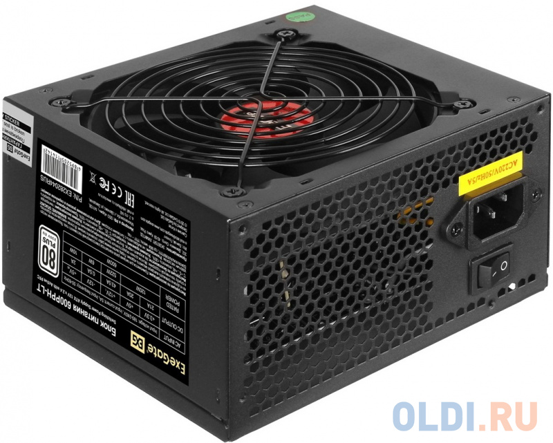 Блок питания 550W ExeGate 80 PLUS® 550PPH-LT-S-OEM (ATX, APFC, КПД 82% (80 PLUS)SC, 12cm fan, 24pin, (4+4)pin, PCIe, 5xSATA, 3xIDE, кабель 220V с защи фото