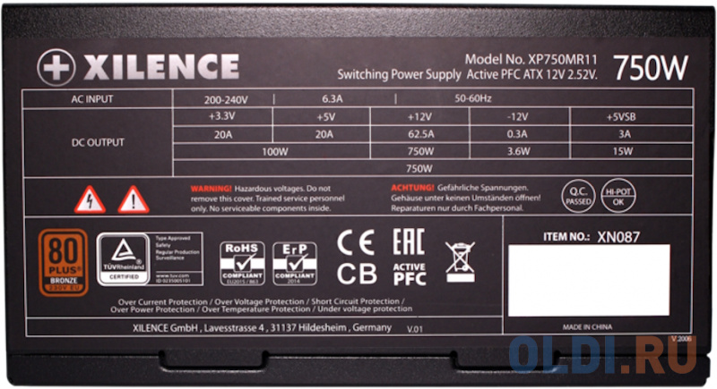 XILENCE Performance A+ III, XP750MR11, 750W, A.PFC, 80+ Bronze, Semi-Modular фото