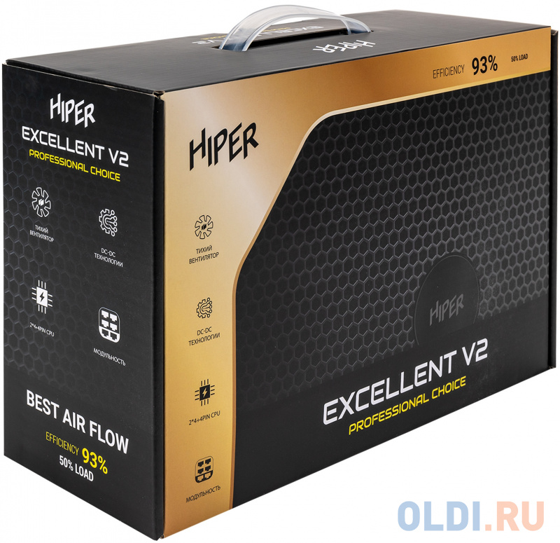 блок питания для ПК 1300 Ватт/ PSU HIPER HPG-1300FM (1300W, Gold 14cm Fan, 220V input, Efficiency 93%, Modular, Black)BOX фото