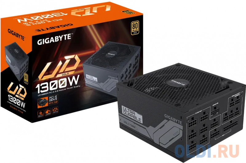 Блок питания Gigabyte ATX 1300W GP-UD1300GM PG5 Gen.5 80+ gold (24+4+4pin) APFC 120mm fan 8xSATA Cab Manag RTL фото