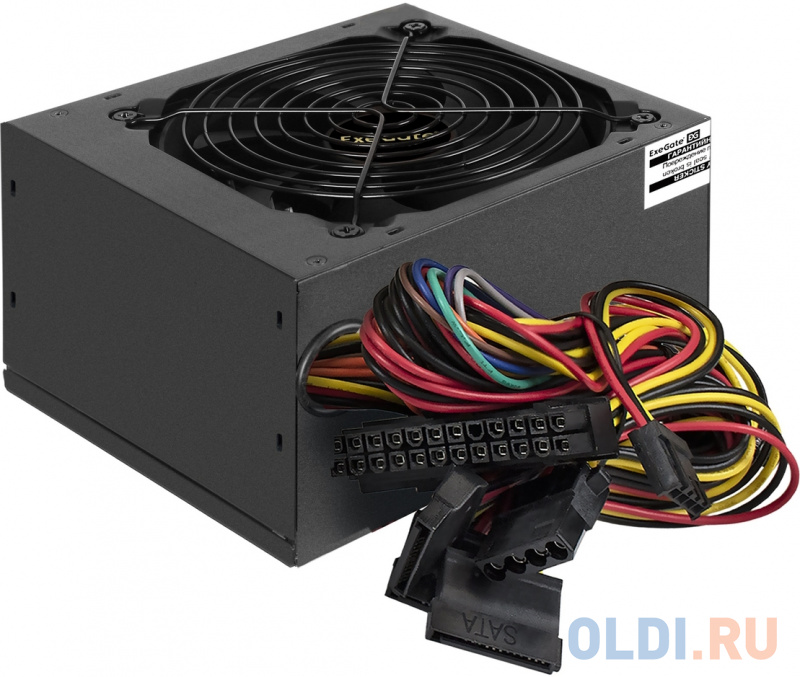 Блок питания 700W ExeGate 700PPE (ATX, APFC, PC, КПД 80% (80 PLUS), 12cm fan, 24pin, (4+4)pin, PCIe, 5xSATA, 3xIDE, FDD, black, кабель 220V в комплект фото
