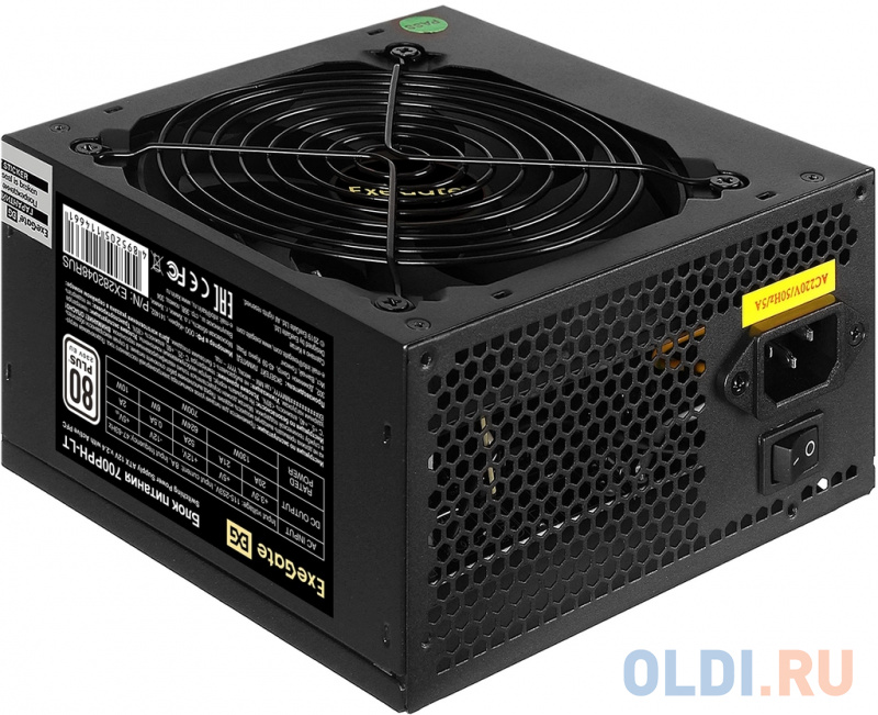 Блок питания 700W ExeGate 80 PLUS® 700PPH-LT-S-OEM (ATX, APFC, КПД 82% (80 PLUS)SC, 12cm fan, 24pin, (4+4)pin, PCIe, 5xSATA, 3xIDE, кабель 220V с защи фото