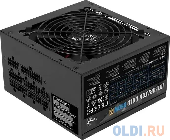 

Блок питания Aerocool ATX 850W Integrator Gold 850W Gen.5 80+ gold (20+4pin) APFC 120mm fan LED 6xSATA Cab Manag RTL