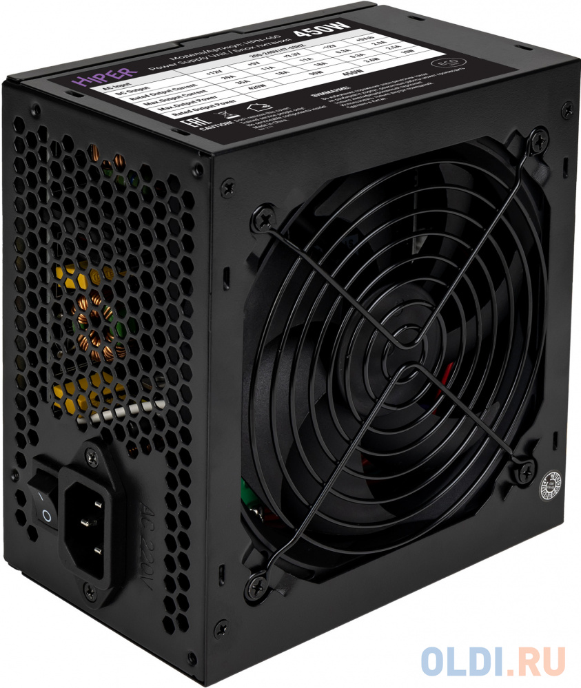 

блок питания для ПК 450 Ватт/ PSU HIPER ECO HPN-450 (ATX 2.31, 450W, noPFC, 120mm fan, Black), BOX