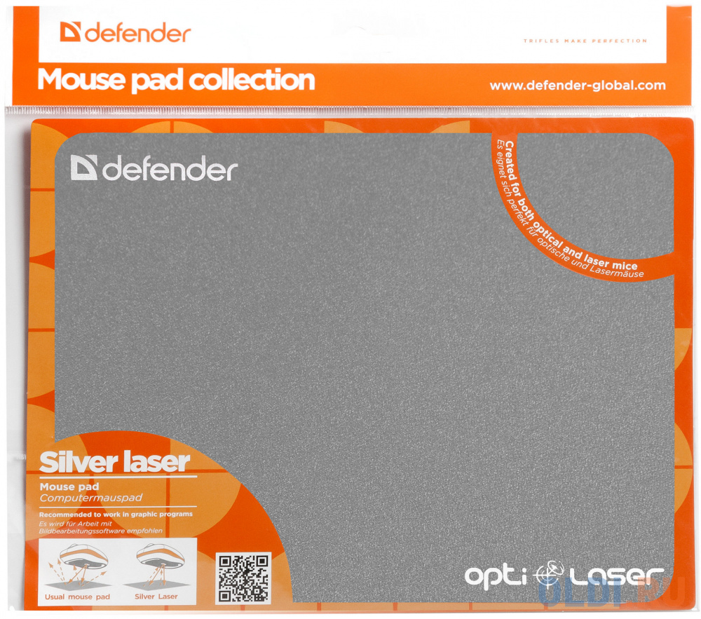 Коврик для мыши Defender Silver Opti-Laser (пластиковый) 220х180х0.4, 5 видов коврик для мыши defender пластиковый sticker ассорти 8 видов 220x180x0 4 мм