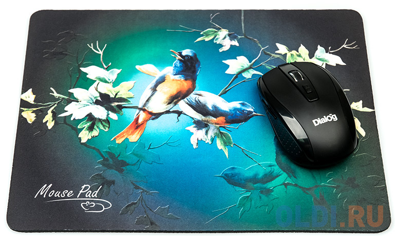 Dialog PM-H17 bird Коврик черный с цветными птицами, размер 285x215x3 мм - фото 3