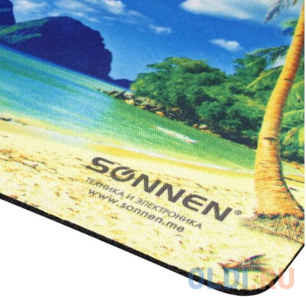 Коврик для мыши SONNEN "BEACH", резина + ткань, 260х220х3 мм, 513294, размер 260х220х3 мм, цвет с рисунком - фото 3