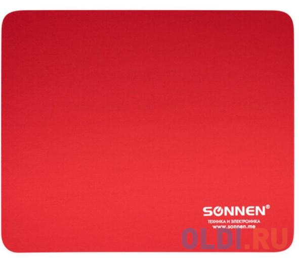 Коврик для мыши SONNEN "RED", резина + ткань, 220х180х3 мм, 513306, размер 220х180х3 мм, цвет красный - фото 1