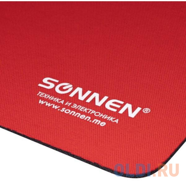 Коврик для мыши SONNEN "RED", резина + ткань, 220х180х3 мм, 513306, размер 220х180х3 мм, цвет красный - фото 2