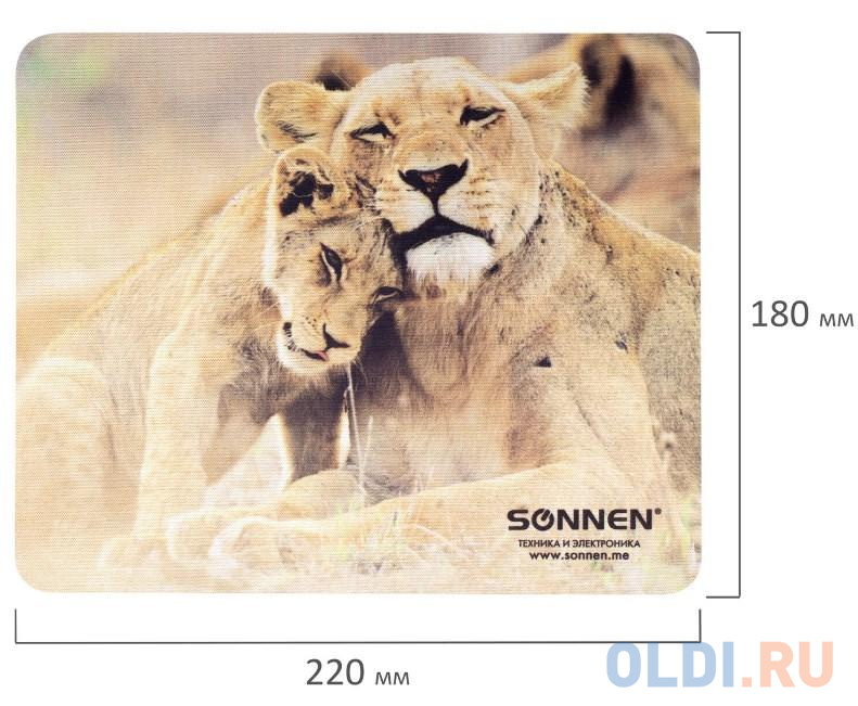 Коврик для мыши SONNEN "LIONS", резина + ткань, 220х180х3 мм, 513310, размер 220х180х3 мм, цвет коричневый - фото 4