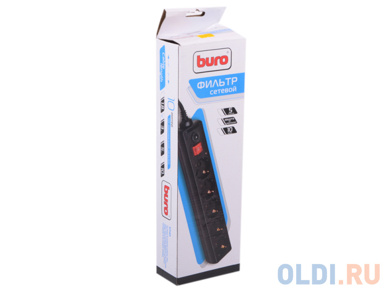 Сетевой фильтр Buro 500SH-3-B 3м (5 розеток) черный фото