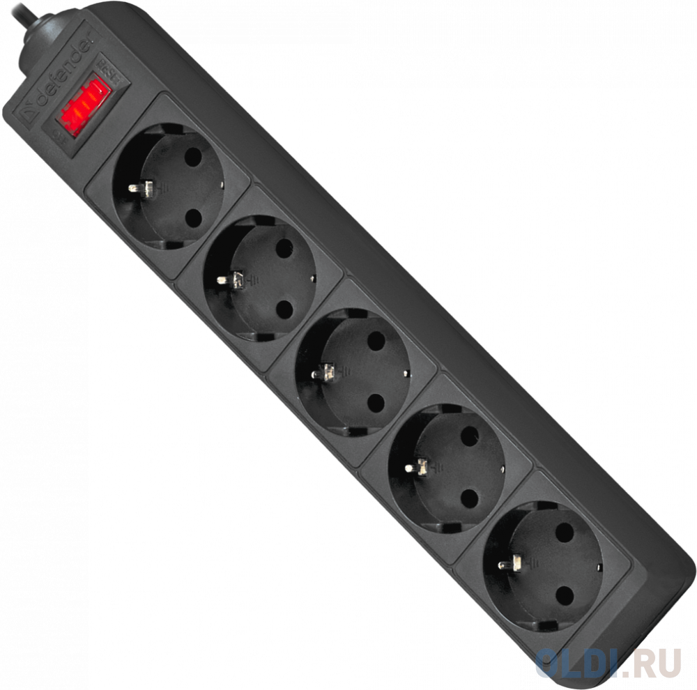Сетевой фильтр Defender ES черный 5.0 m 5 розеток колонки defender spk 210 2x2 вт 220в раз для наушник