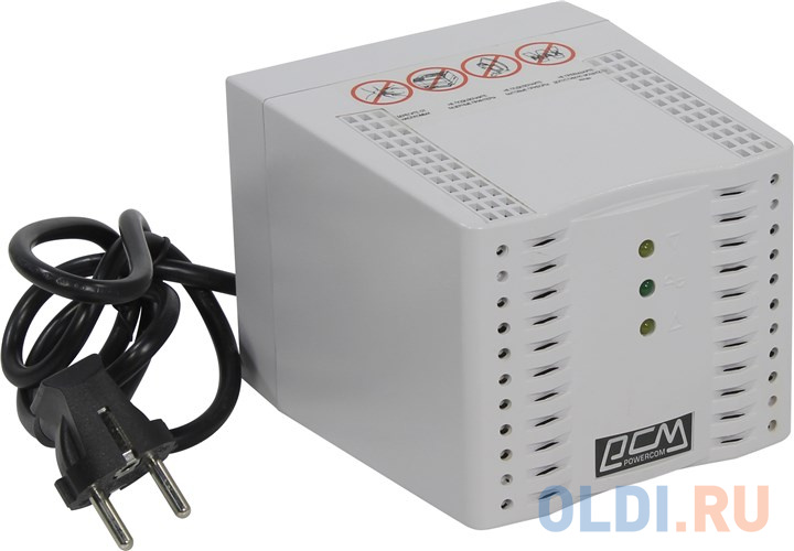 Стабилизатор напряжения Powercom TCA-3000 4 розетки белый стабилизатор напряжения cbr cvr 0105 4 розетки 1 2 м