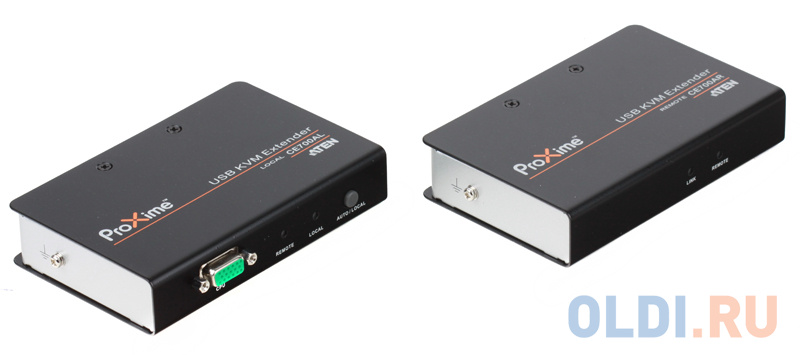 Удлинитель, SVGA+KBD+MOUSE USB ATEN, 150 метр., HD-DB15+USB A-тип, Female, c KVM-шнуром USB 1.8м, Б.П. 220 5.3V, (макс.разрешение 1920х1200 60Hz (30m);1280х1024 60Hz (150m);DDC2B) (CE700A-AT-G) - фото 1