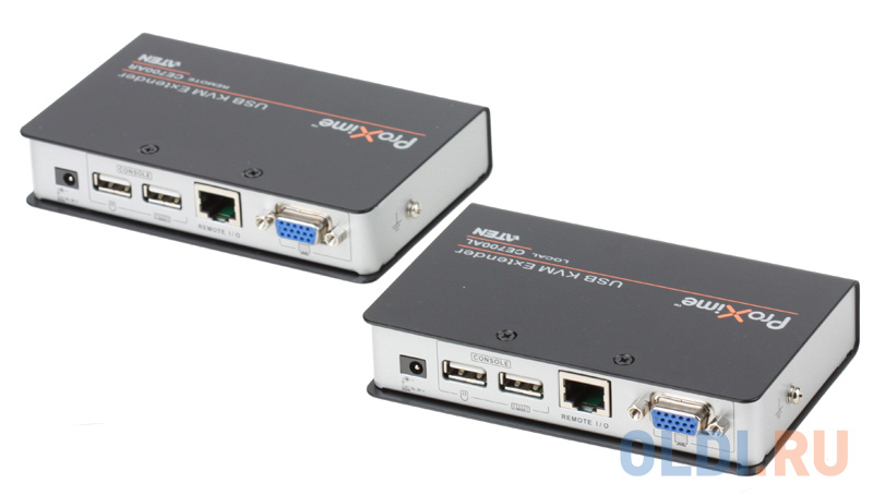 Удлинитель, SVGA+KBD+MOUSE USB ATEN, 150 метр., HD-DB15+USB A-тип, Female, c KVM-шнуром USB 1.8м, Б.П. 220 5.3V, (макс.разрешение 1920х1200 60Hz (30m);1280х1024 60Hz (150m);DDC2B) (CE700A-AT-G) - фото 2