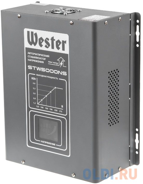 Стабилизатор напряжения WESTER STW5000NS 5 000 ВА цифровой, однофазный, 220В, вх.:125-275В