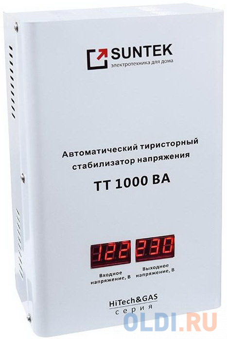 Стабилизатор напряжения Suntek TT-1000 2 розетки, цвет белый, размер 290х140х180 мм - фото 2