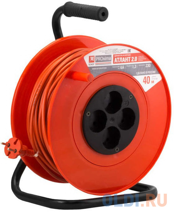 

EKF UKA02-10-310-4-30 Удлинитель на катушке "Атлант 2.0" 4 гнезда 30м с заземлением ПВС 3*1,0 10А/2,2кВт PROxima