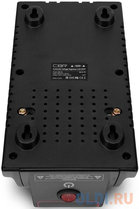 Стабилизатор напряжения CBR CVR 0055 4 розетки 1.2 м, цвет черный, размер 235х130х110 мм - фото 3