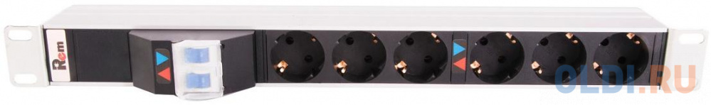 Блок розеток ЦМО R-32-6S-A-440-K 6 розеток, цвет черный/белый, размер 484х45х45 мм. - фото 4