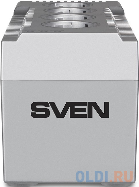 Stabilizer SVEN VR-F1000 (320W, Input 185V-285V, 4 CEE7 / 4 sockets (2 stabilized sockets, 2 power filter sockets), 230V out, plastic case, silver col фото