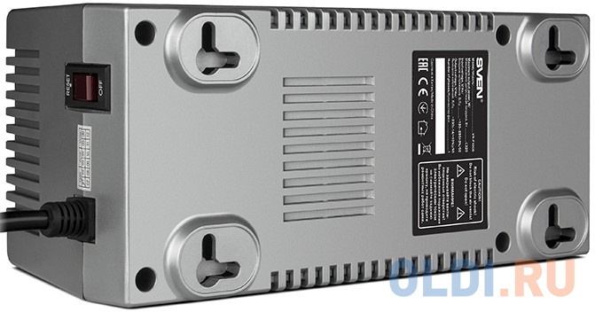 Stabilizer SVEN VR-F1000 (320W, Input 185V-285V, 4 CEE7 / 4 sockets (2 stabilized sockets, 2 power filter sockets), 230V out, plastic case, silver col фото