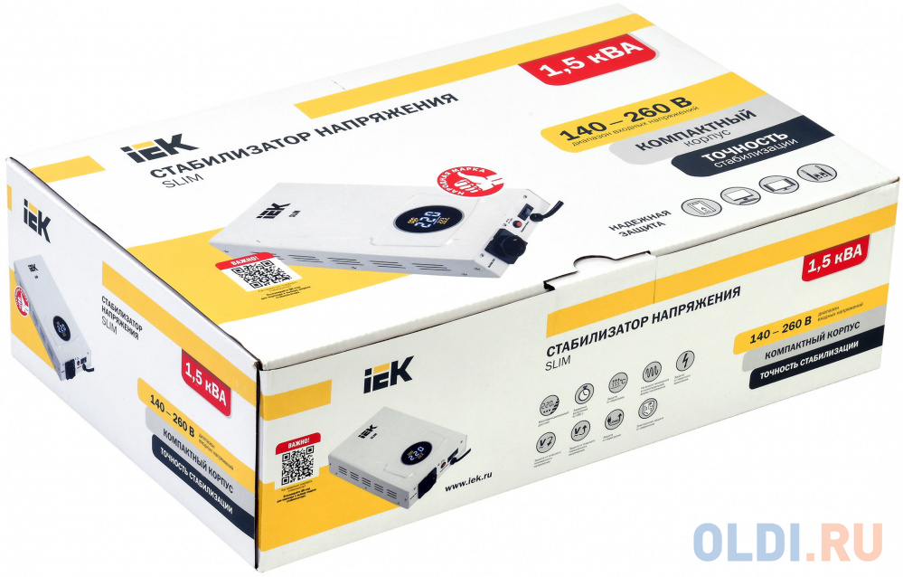 Стабилизатор напряжения IEK Slim 2 розетки фото