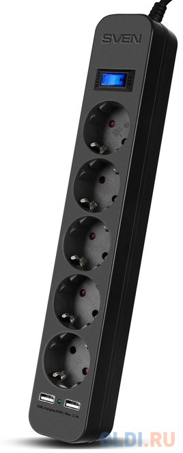 Сетевой фильтр Sven SF-05LU 5 розеток 2xUSB 5 м фото