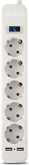 Сетевой фильтр Sven SF-05LU 5 розеток 2xUSB 1.8 м фото