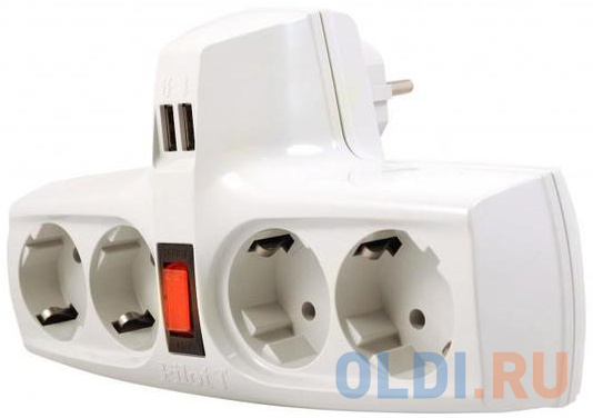 Сетевой разветвитель Pilot Pilot-T 4 розетки 2xUSB фото