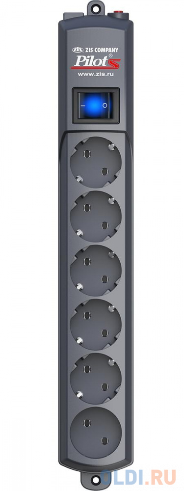 Pilot S surge protector 6 outlets (5 euro + 1 without grounding) 1.8 m, graphite Pilot S Graphite - фото 2
