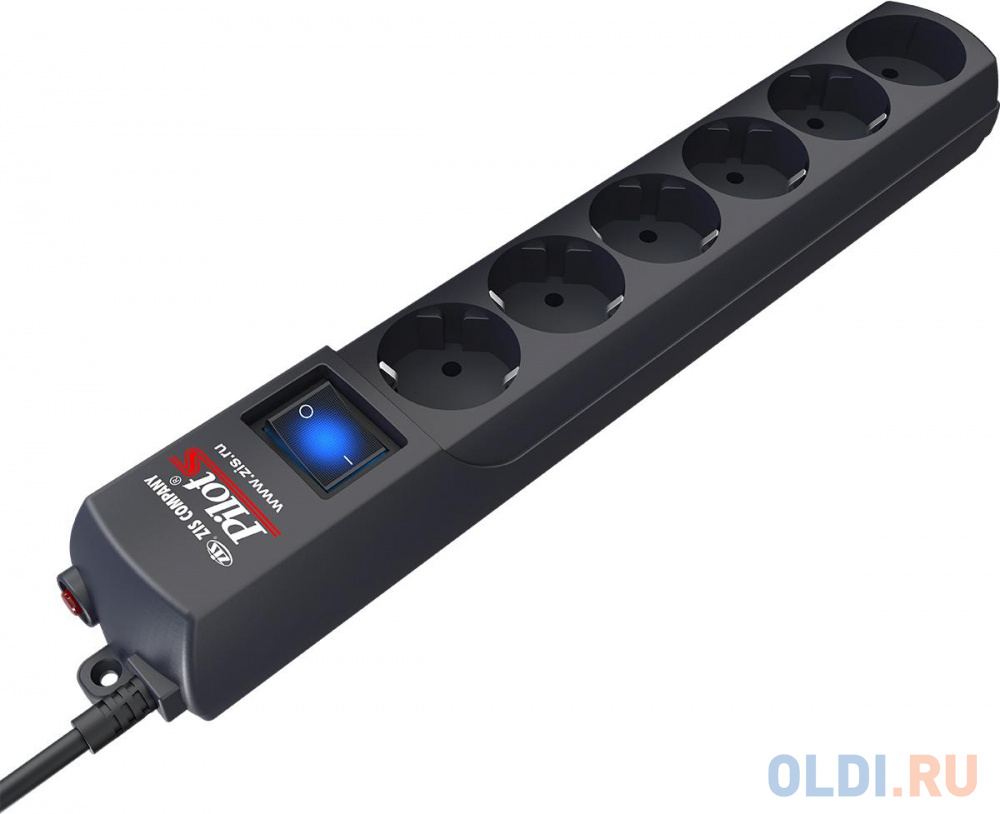 Pilot S surge protector 6 outlets (5 euro + 1 without grounding) 1.8 m, graphite Pilot S Graphite - фото 3
